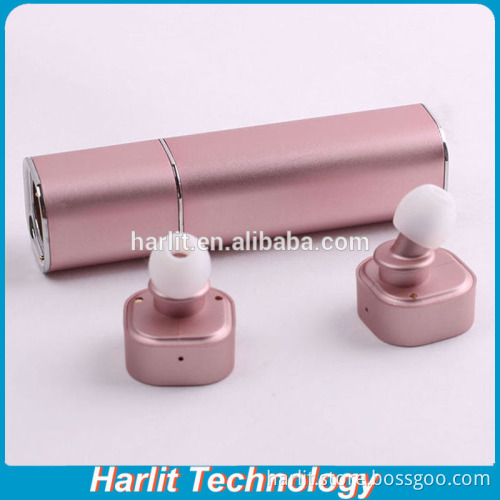 Harlit Super Light Mini Aluminum Headphones Headset With Mic Mini Lipstick Shape Charge Case